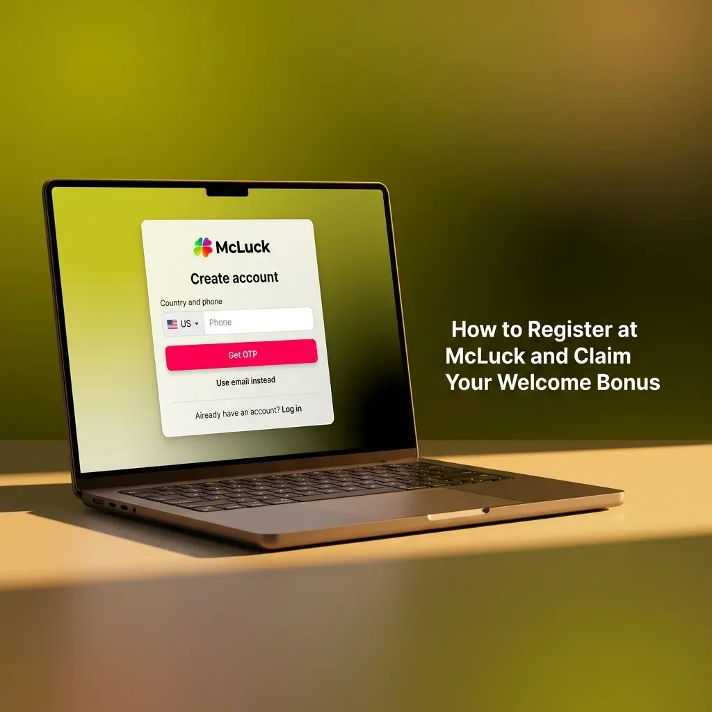 McLuck registration form showing sign-up steps to claim GC 7,500 + FREE SC 2.5 welcome bonus package