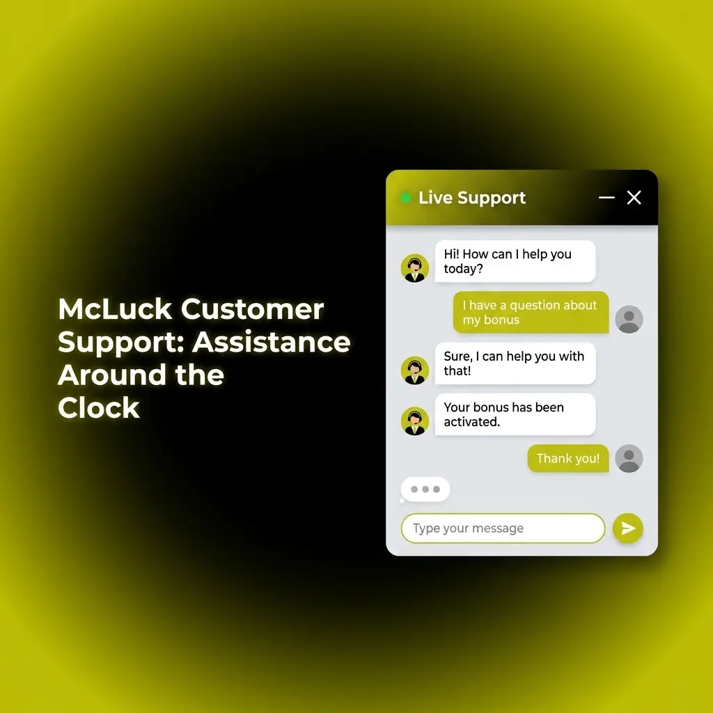 McLuck customer support options including live chat, email, and FAQ help center available 24/7 for US players