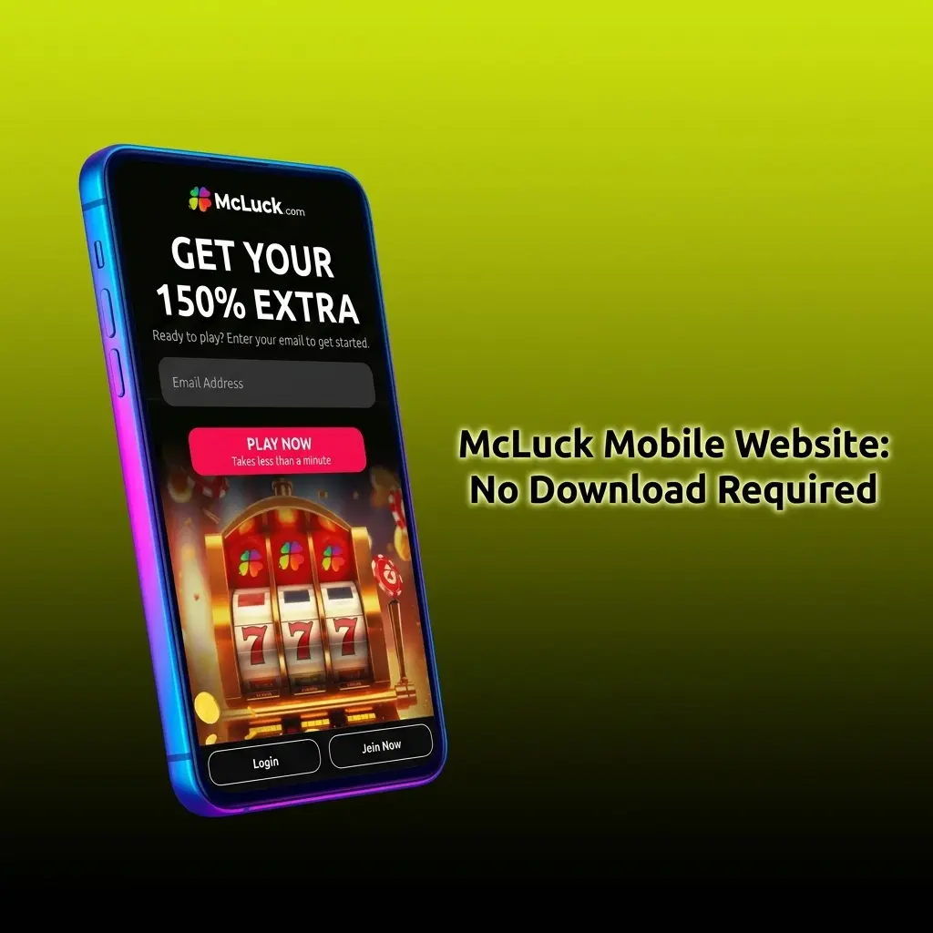McLuck mobile website interface on iOS and Android browser showing full game library and sportsbook access without app download