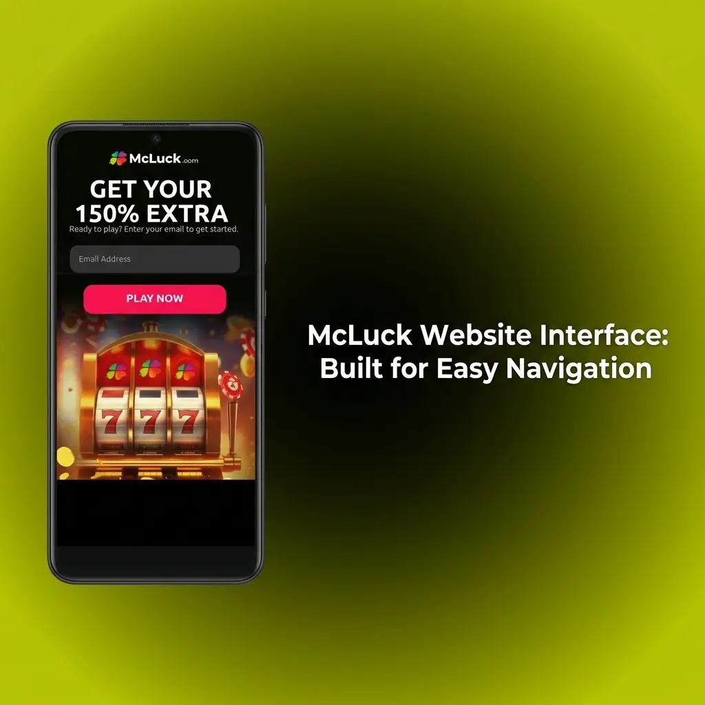 McLuck website interface showing clean top navigation bar with Casino, Live Casino, Sports, and Promotions sections