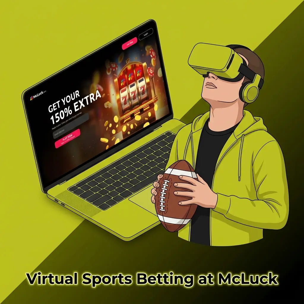 McLuck virtual sports betting interface showing soccer, horse racing, basketball, and greyhound racing options for US players